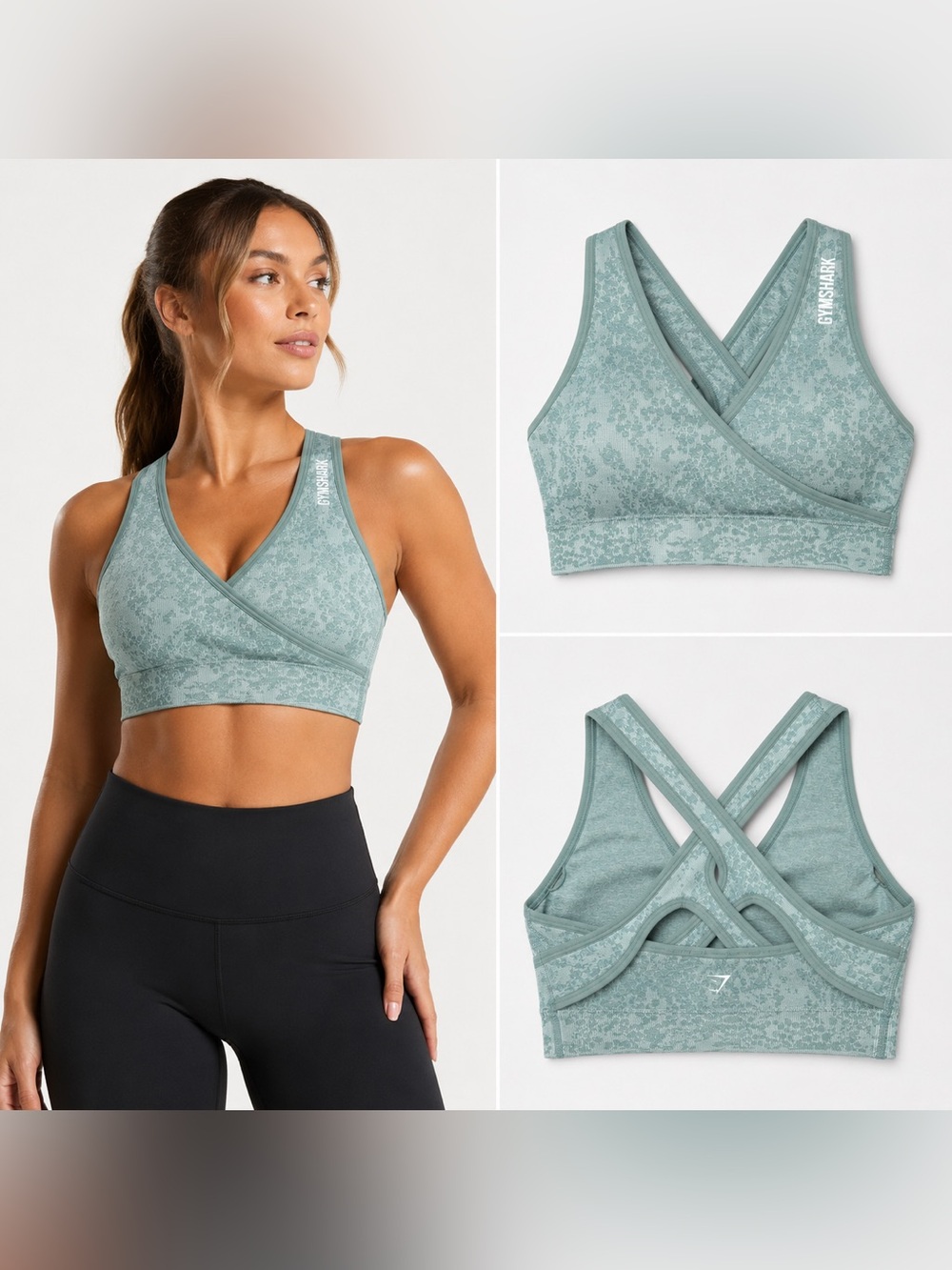 NWT Gymshark Adapt Pattern Seamless Sports Bra Washed Jade Green Small